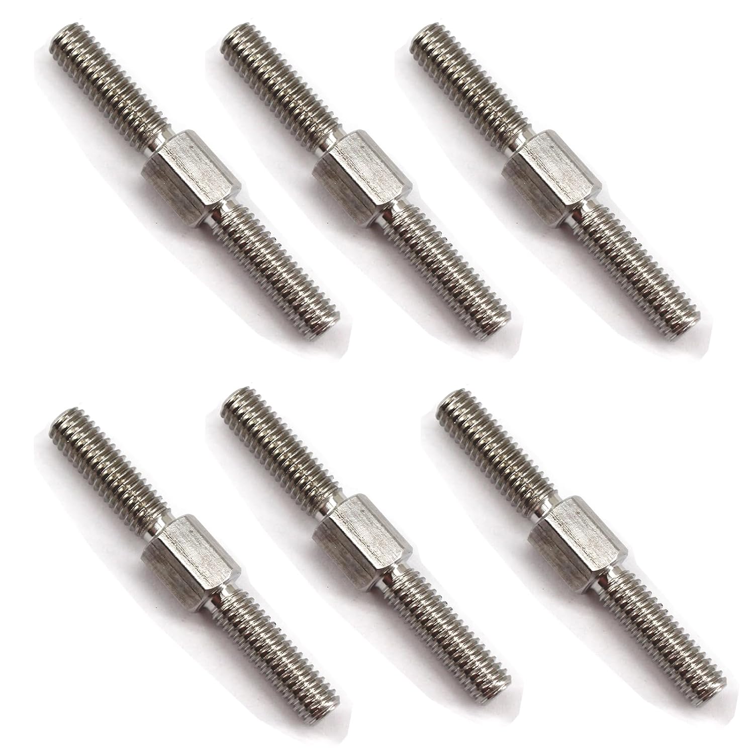 4Pcs M8x100 Stainless Steel Positive Thread and Reverse Thread Stud Hex Double Head Thread Screw