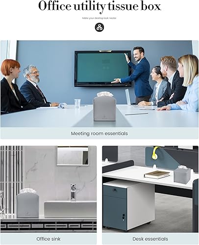Miniatura 5 de Funda para caja de pañuelos, Jeethemy Caja de pañuelos cuadrada de piel sintética PU, organizador de papel facial moderno, dispensador, 5 x 5 x 5
