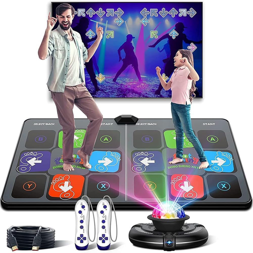Kids Dance Game Mat Toys, Exercise Pad for TV, Double, with HD Camera and Controller, 3D Dazzling Play, Christmas Birthday Gifts