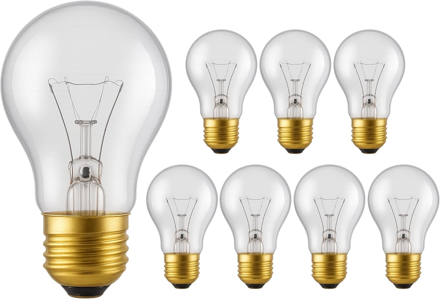 OHLECTRIC 15W Incandescent Bulbs (8-Pack) 15 Watt Dimmable Bulb, 2700k Warm White, E26 Medium Base, 2500 Hours, 280 lumens, 120 Volts, Appliance Bulbs for Ovens, Refrigerators, and Lamps