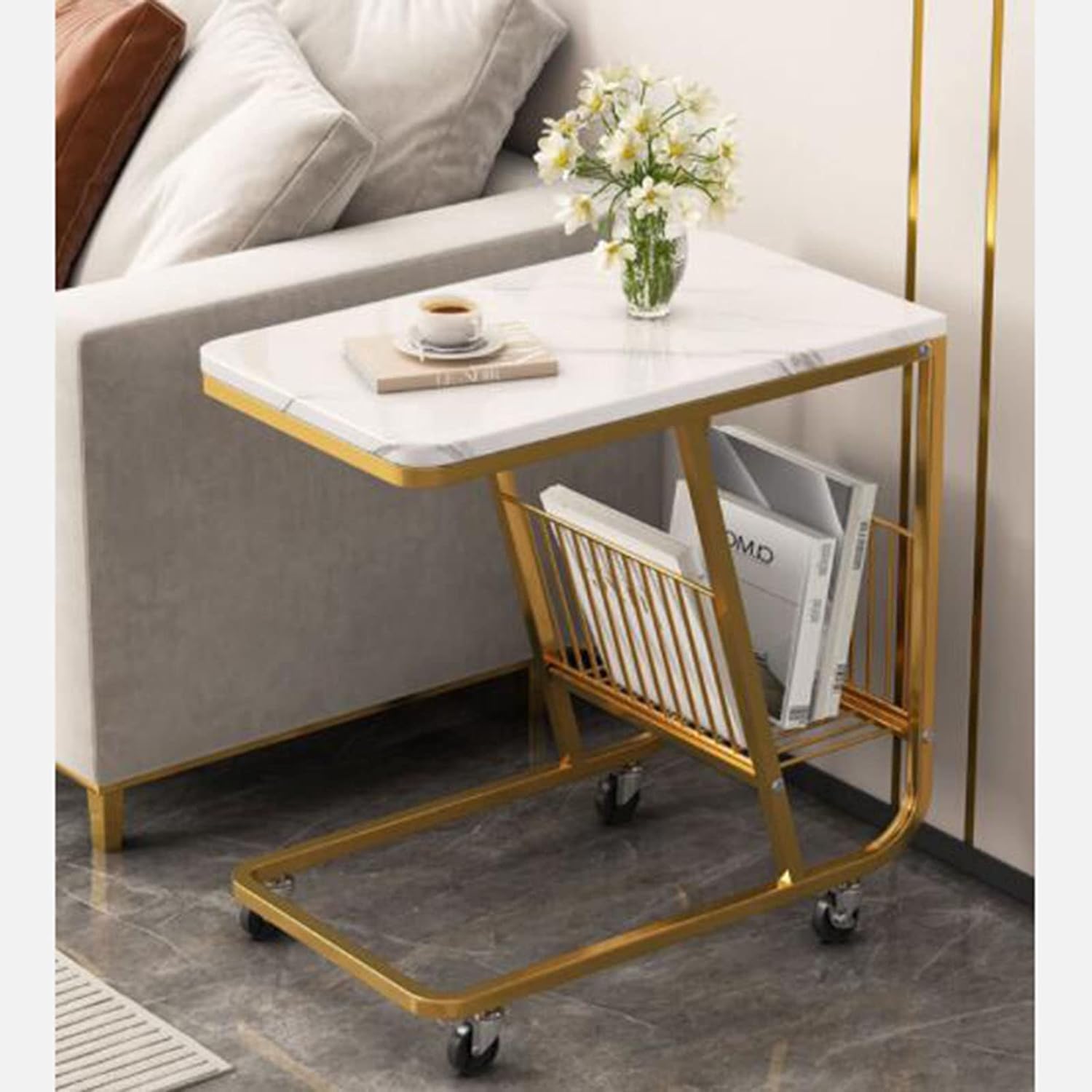 Aimery Office End Table C Sofa Side Table Nightstand Bedside Table TV Tray Table Mobile Corner Table Coffee Snack Table for Bookstore Office Balcony (Size : 60 * 35 * 60CM)