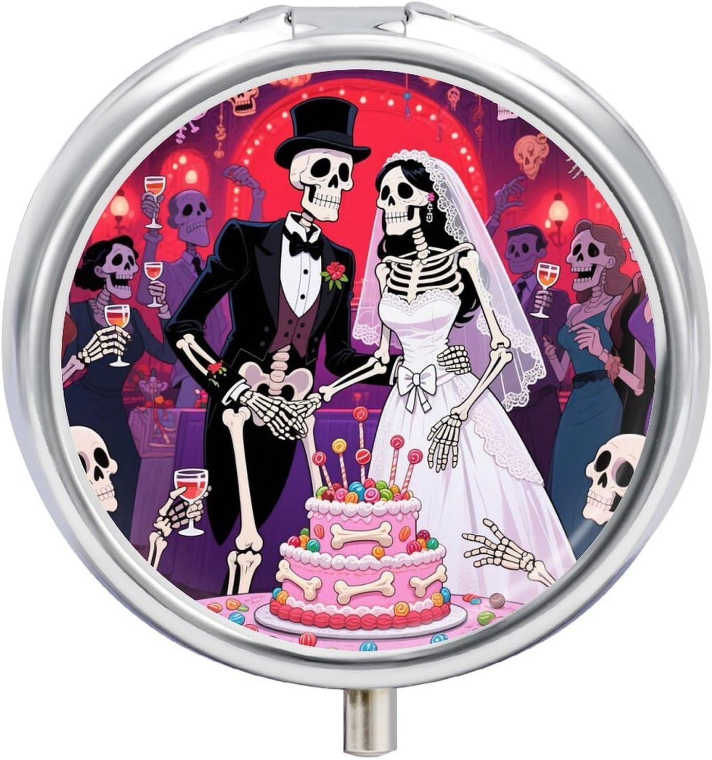 Funny Skeleton Cute Pillbox 3 Compartment Pill Organizer