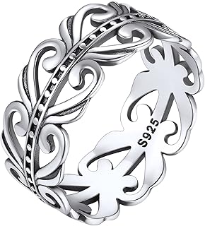 Viking Norse Runes Ring-Sterling Silver Band Ring for Men Women, Cool Thumb Index Finger Ring, Viking Norse Jewelry Statement Gift