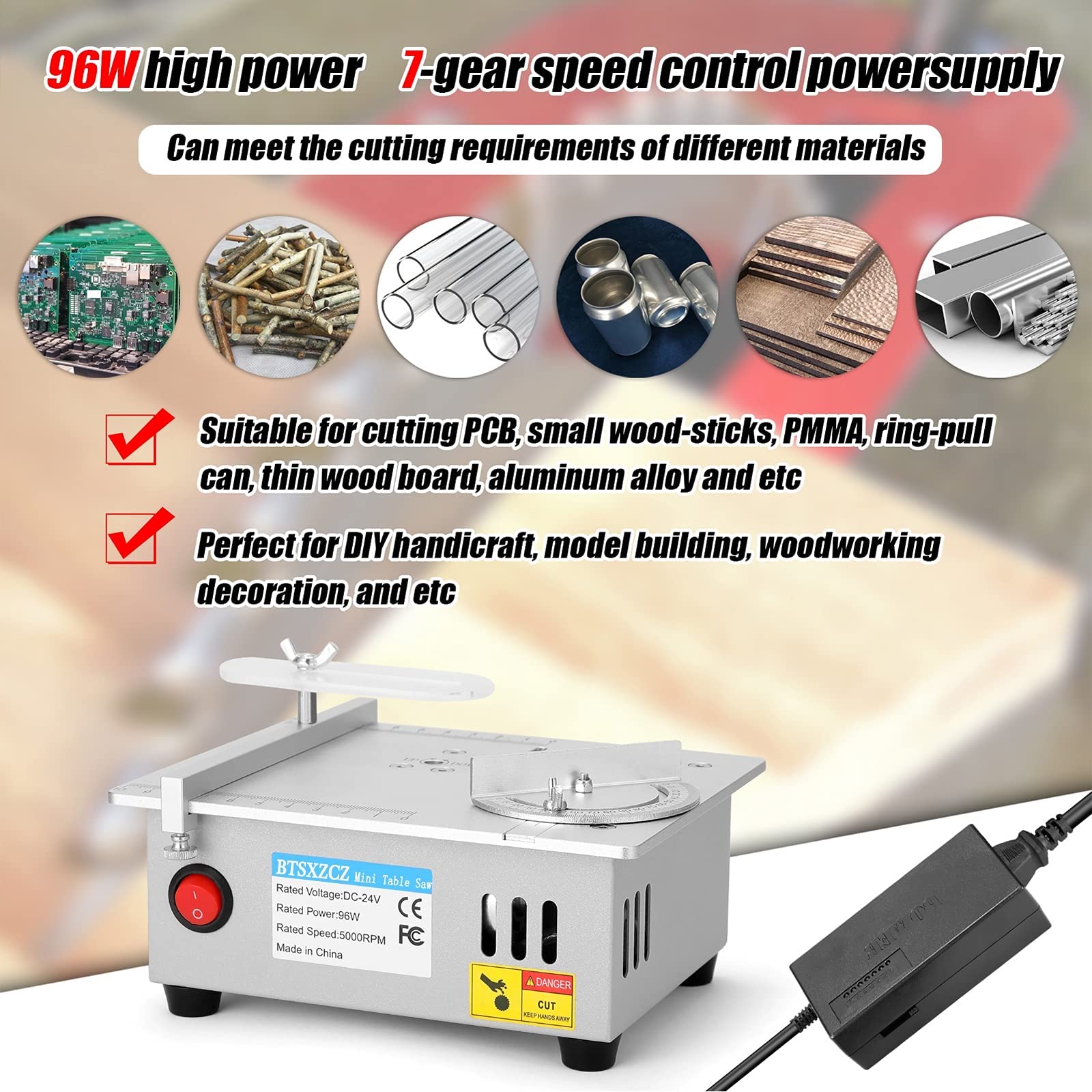 Mini Sierra de Mesa eléctrica de precisión, Sierra de Banco pequeña para carpintería de Escritorio, máquina de Corte Hecha a Mano para Manualidades, Modelo de pasatiempo, para Corte de Madera, Metal