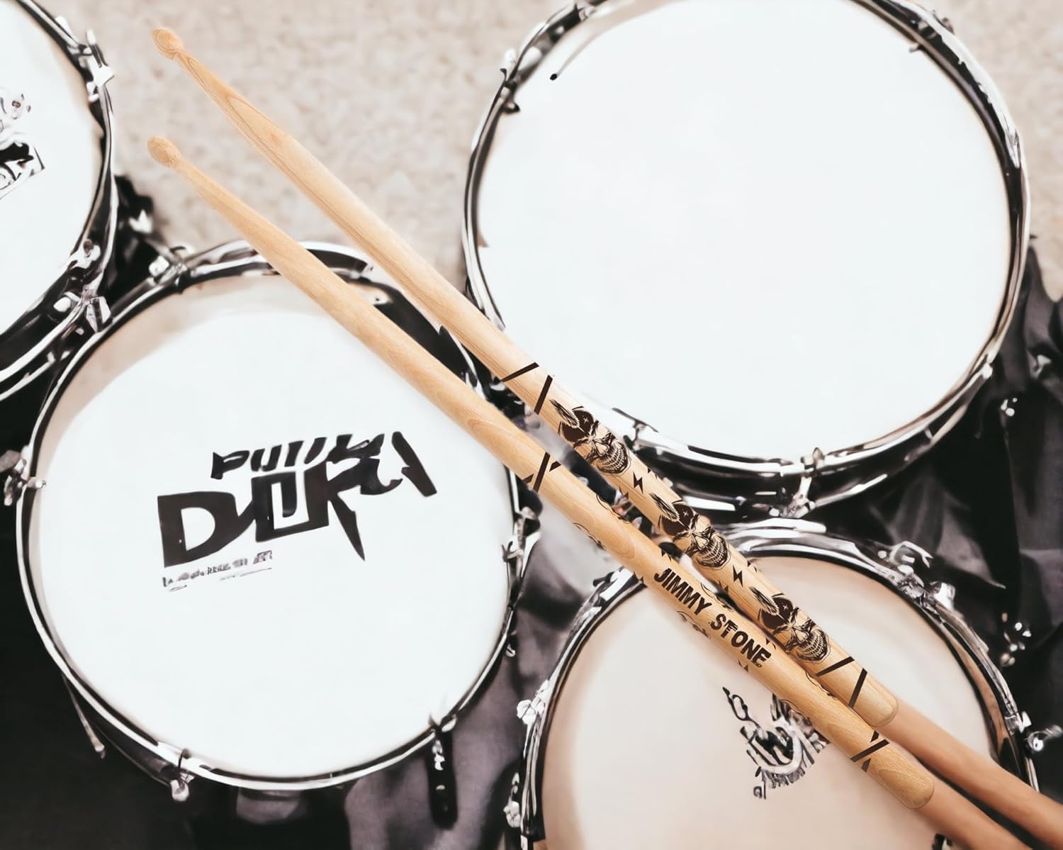 Vital Signs Personalized Engraved 5A Drumsticks – Hickory Wood Tip Customized Drumsticks for Drums with Name or Text – 1 Pair Wooden Drums sticks Gift for Musicians, Drummers, Bands (Punk Rock Mohawk)