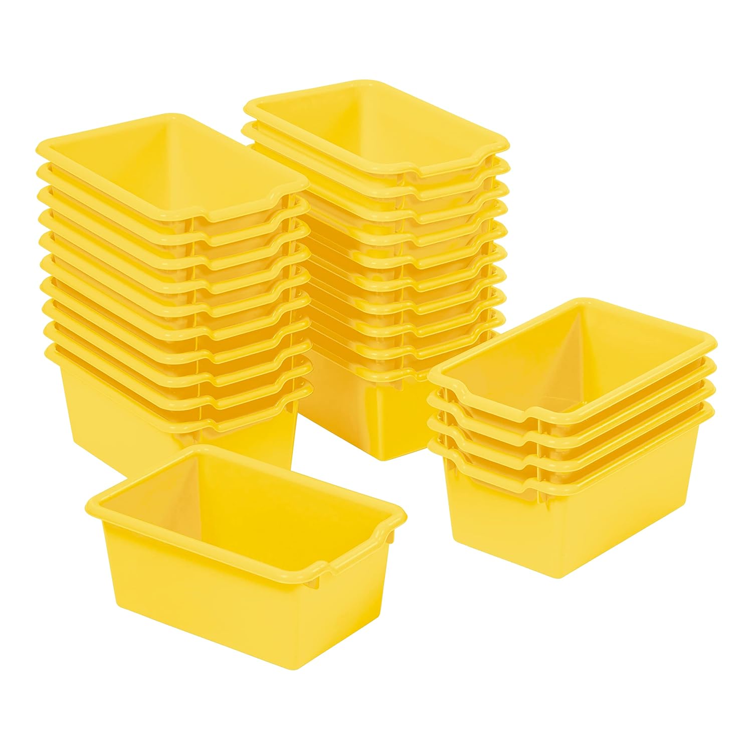 ECR4Kids Scoop Front Storage Bins, Multipurpose Organization, Yellow, 25-Piece