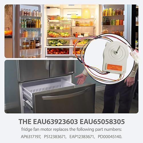 Miniatura 7 de The zowu EAU63923603 Conjunto del motor del ventilador del evaporador del refrigerador compatible con LGKenmore, número de pieza PS12383671,