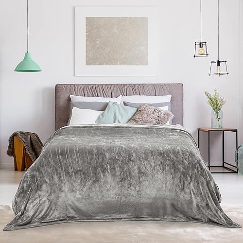 WELLHUT Manta térmica eléctrica tamaño Queen de 84 x 90 pulgadas, doble control, 100% franela, 10 niveles de calefacción, apagado automático de 8