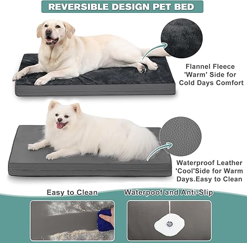 Miniatura 10 de Camas ortopédicas para perros grandes y medianos, cama lavable impermeable para perros con funda extraíble, cama de espuma para mascotas, colchón