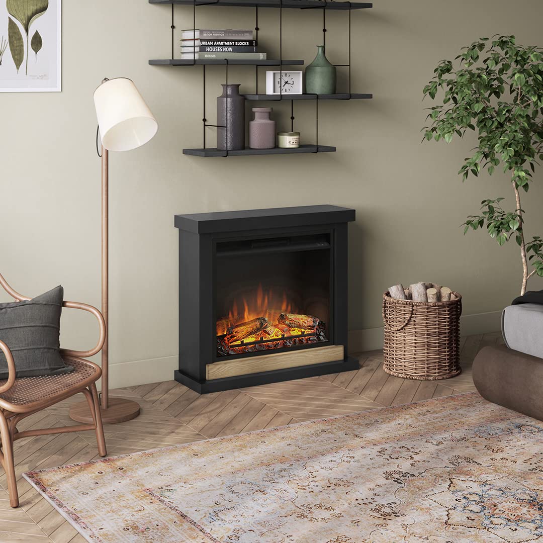 TAGU Hagen Camino elettrico con PowerFlame, riscaldamento e termostato, timer 7 giorni, effetto fiamma LED, telecomando (Nero intenso)