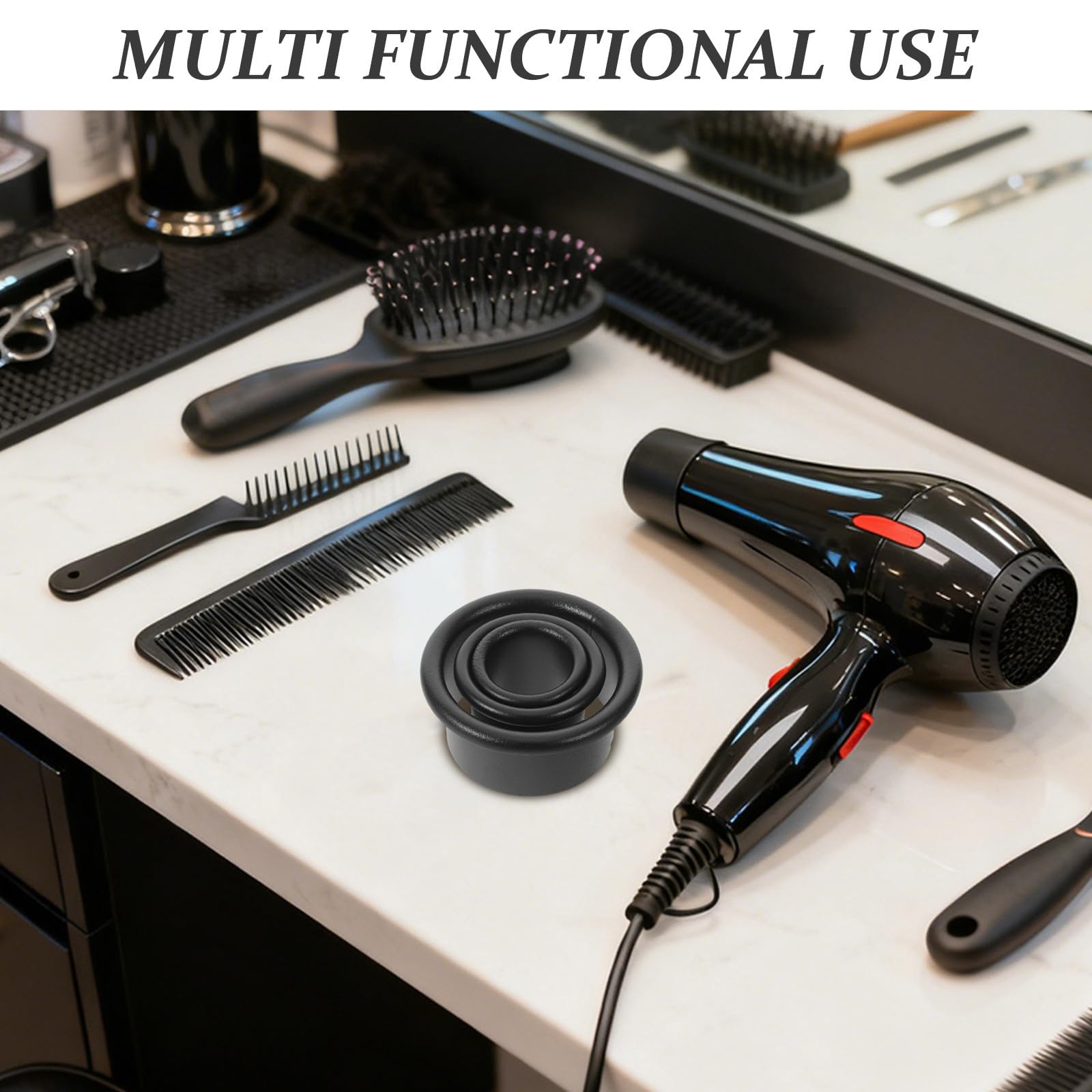VILLCASE 6 Piezas Soporte y Inoxidable Negro de o Secador de Acero Pelo para Alta Eficiencia de Organización Fiabilidad para Estación de Barbero Mesa
