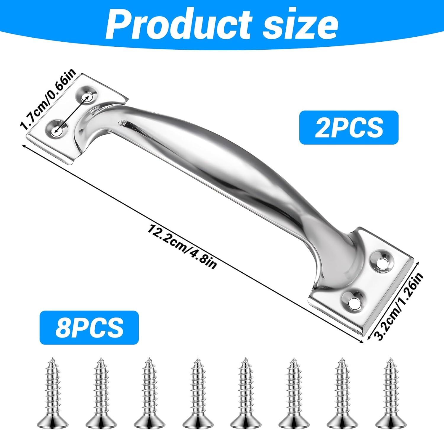 KALIONE 5" Garage Door Handle Gate Handle Door, Metal Handle Gate Screen Shed Fence Gate Handles for Wooden Fences Outdoor(2 Packs Silver)