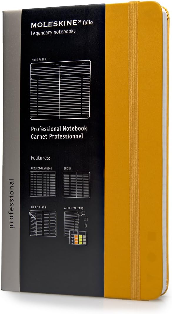 Moleskine Folio Professional Notebook, Large, Orange Yellow, Hard Cover (5 x 8.25)