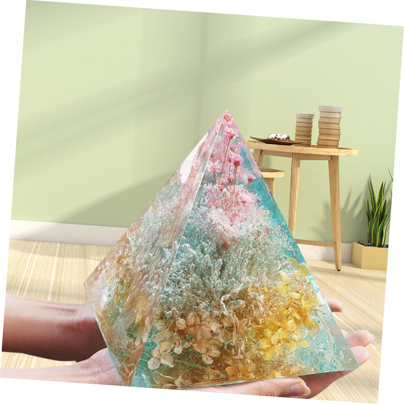 Gadpiparty 2 Ensembles Moules Silicone pour Décoration de Pyramide de Moule avec Base pour Artisanat DIY pour Objets Décoratifs et Jouets