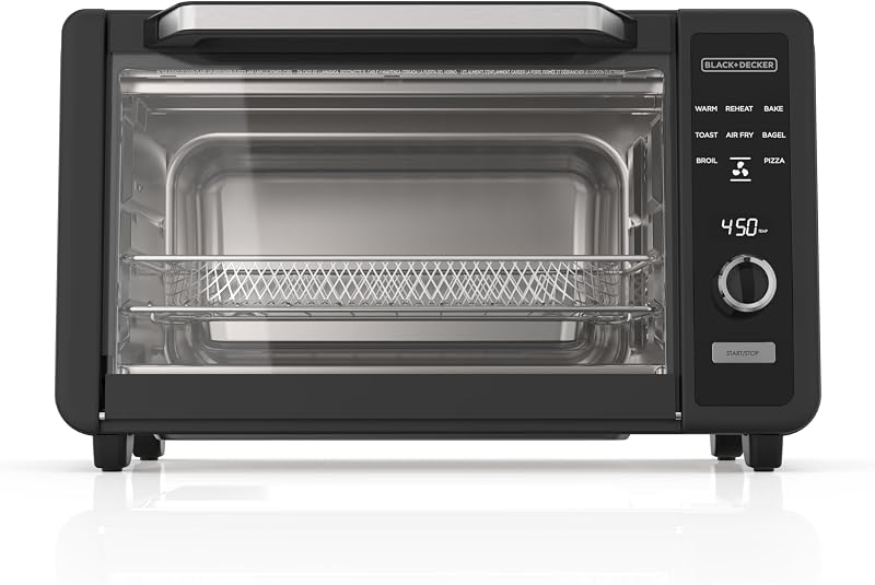 Horno tostador digital para freír al aire Crisp 'N Bake™ de 6 rebanadas | Horno para freír digital con 8 funciones de cocción, controles táctiles y espacio para una pizza de 12 pulgadas.