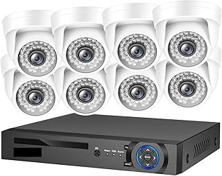 HMULTI Wireless Security Camera System 4K 8MP Security Camera System H.265 POE NVR Kit CCTV indoor white Dome IP Camera Audio Record Video Surveillance Set (Size : 4T, Color : 8CH NVR and 8 Camera)