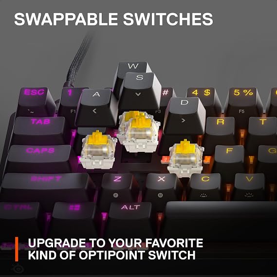 SteelSeries New Apex 9 Mini HotSwap Optical Mini Keyboard 60% Compact Design Optical Switches RGB Customization Aluminum Alloy Frame Double Shot PBT Keycap