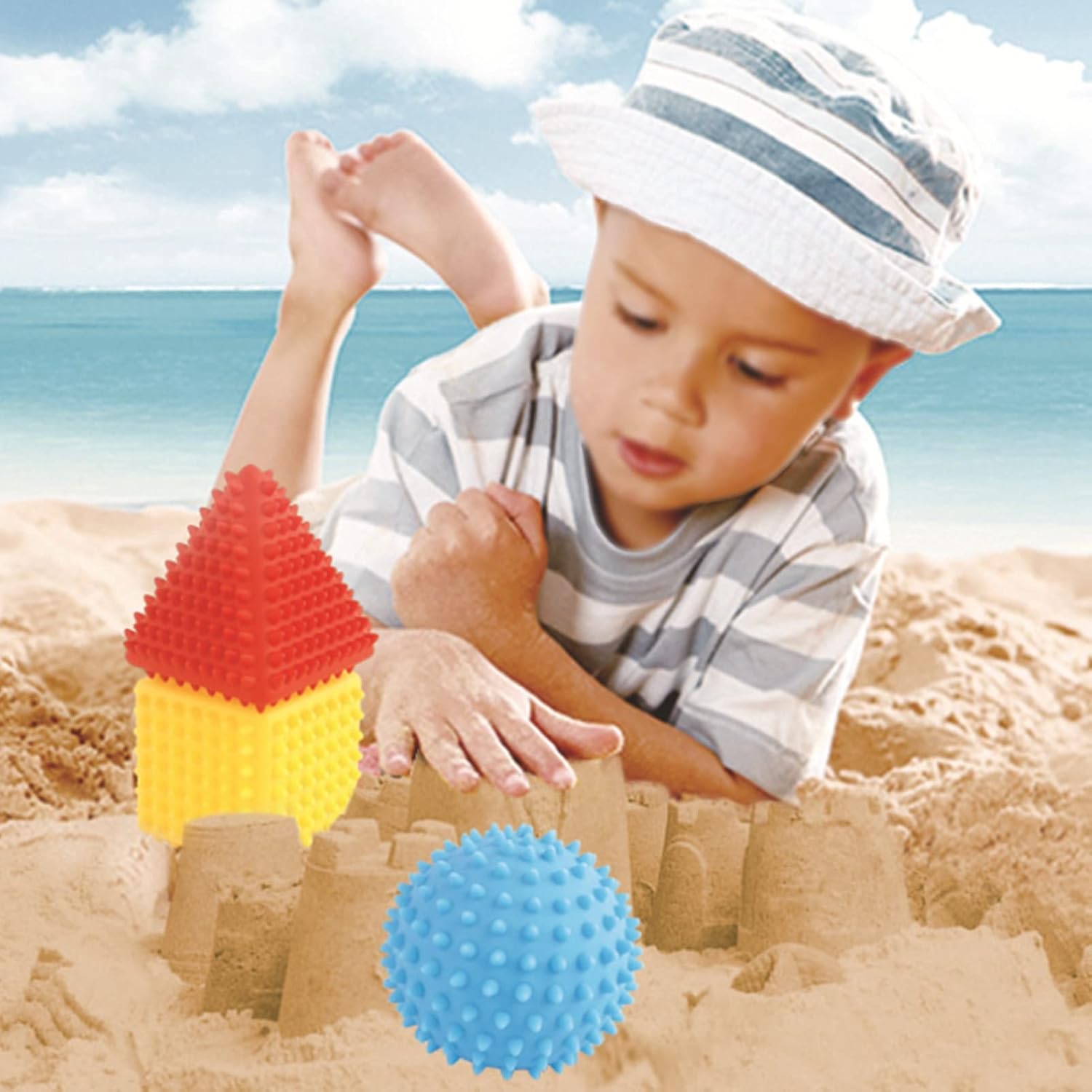 Skills Sensory 16×15×8 3pcs Sensory Round Triangular Developing Motor Skills Development Baby Set for 6 Months