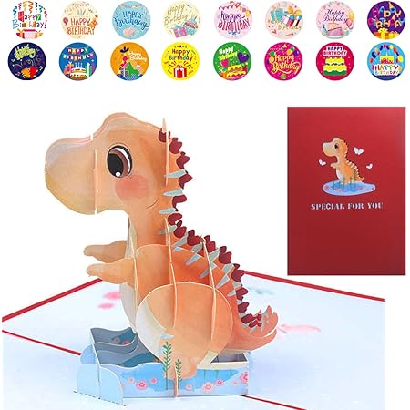 Amazon メッセージカード 誕生日カード 子供 両親 結婚相手 家族 同僚 友達への Birthday Card おめでとう誕生日メッセージカード 恐竜 バースデーカード 男の子 恐竜 男の子誕生日カード恐竜 のバースデーカード恐竜 ベビー バースデーカード 3d グリーティング