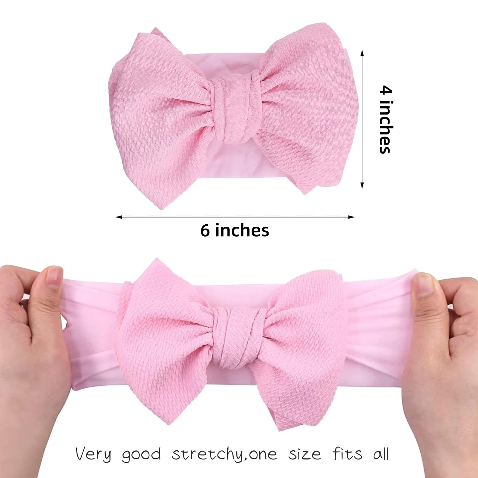 Große Schleifen für Babys, Mädchen, dehnbare Nylon-Stirnbänder, übergroße Haarschleifen, große Haarbänder, Haarschmuck für Neugeborene, Kleinkinder, Kinder