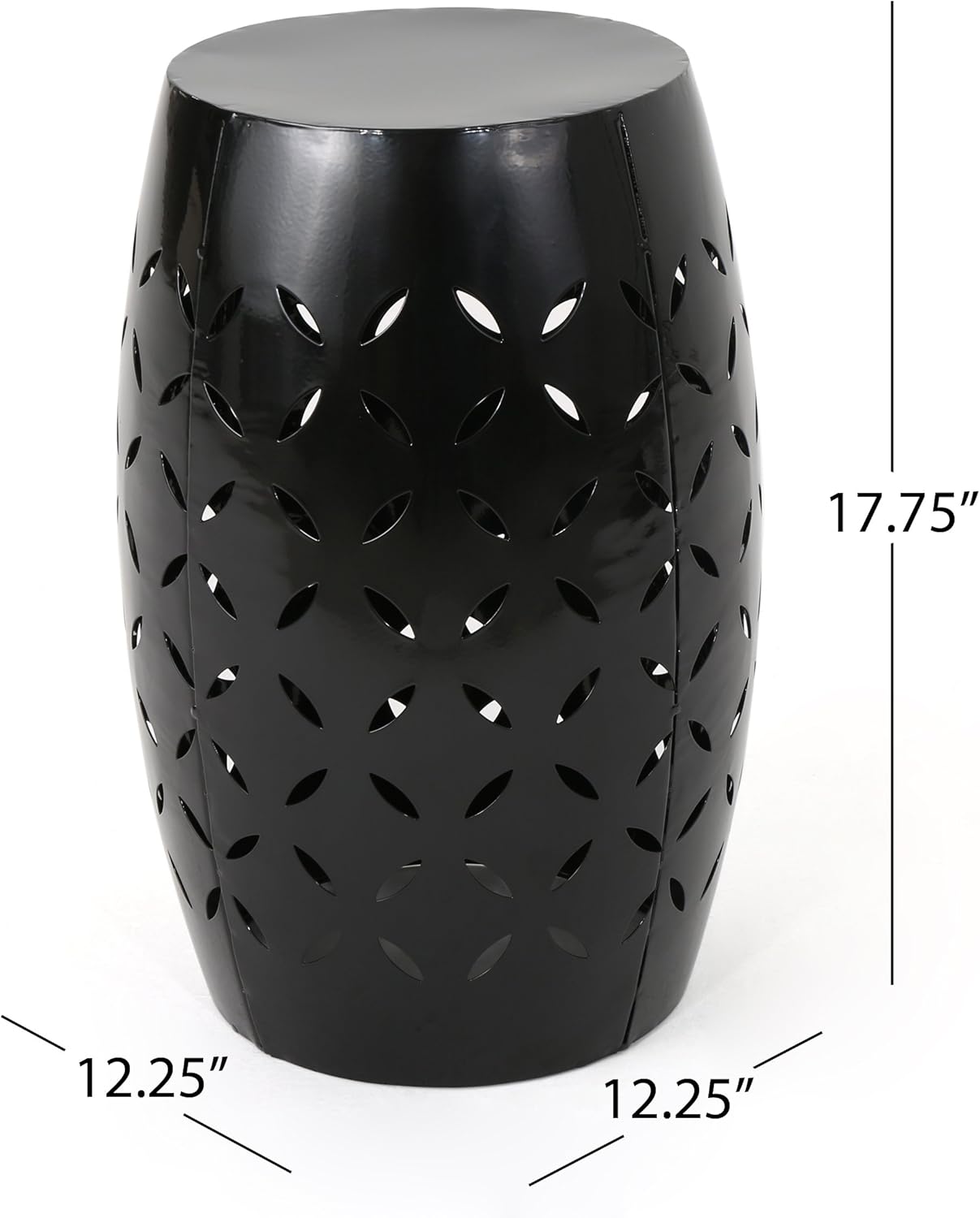 Christopher Knight Home Jorell Indoor Lace Cut Iron Accent Table, Black, 12.25 in x 12.25 in x 17.75 in