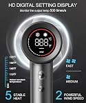 Cosy Companions Hair Dryer - Negative Ionic Blow Dryer with 150000 RPM High Speed Brushless Motor for Fast Drying, Low Noise, HD Display Hair Dryer with Diffuser and Nozzle, 5 Temps & 2 Speeds