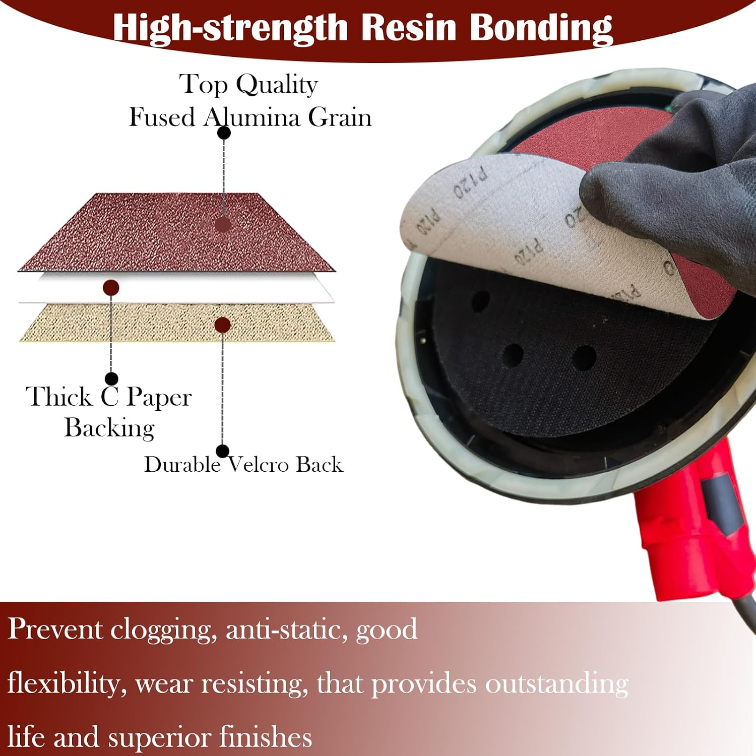 Tonmp 50 PCS 7 Inch Sanding Discs Set - 60 80 120 180 240 Grits Sandpaper, 7" Hook-and-Loop Aluminum Oxide Abrasive Sander Paper for Random Orbit Floor Drywall Sander
