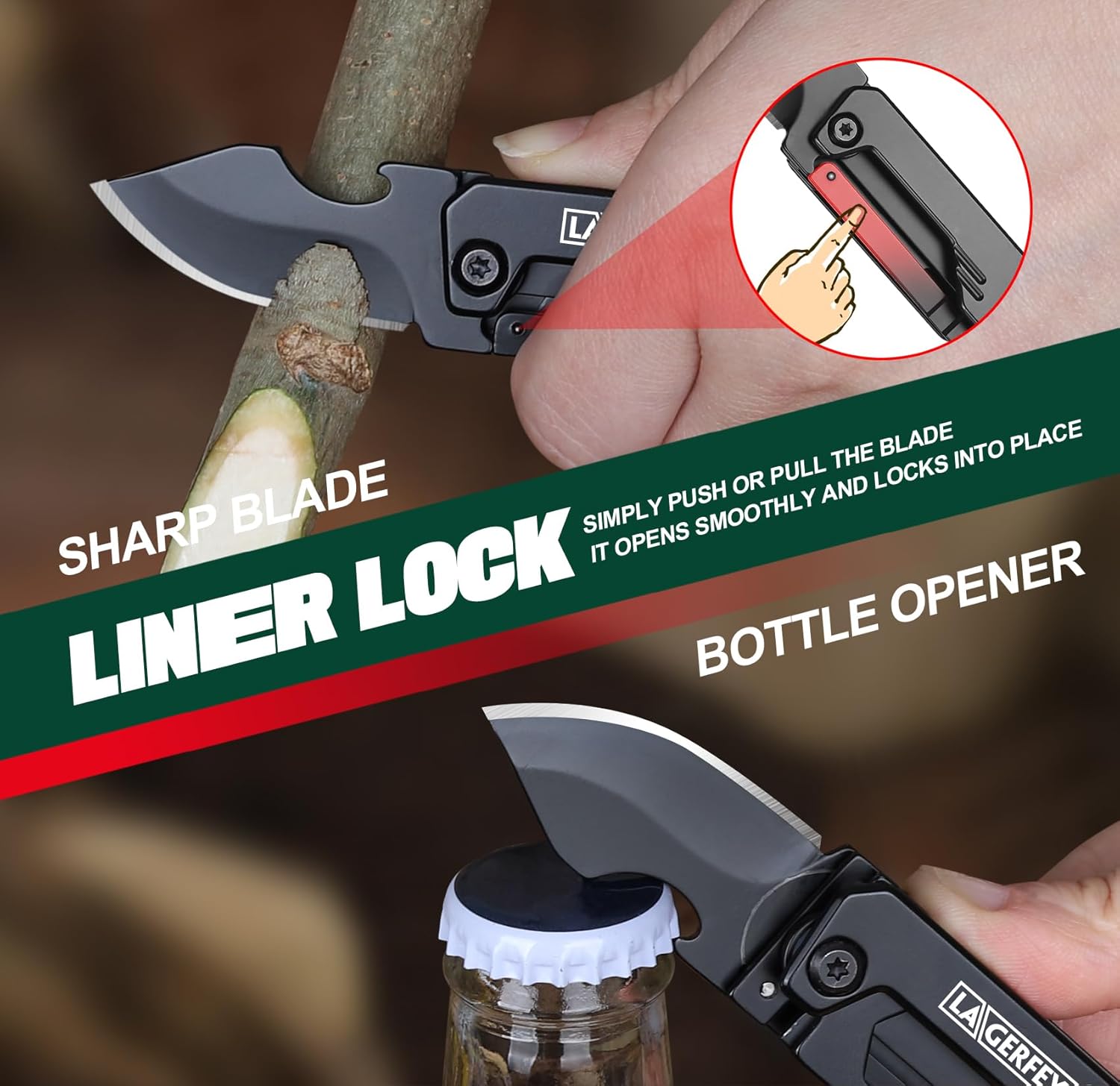 Stocking Stuffers for Men - Pocket Knife Gifts for Men, Keychain Multitool - Christmas Bulk Mens Gifts, Box cutter, Small Folding Knives for Everyday Carry - Edc Gadgets for Camping, Hiking, Fishing thumbnail