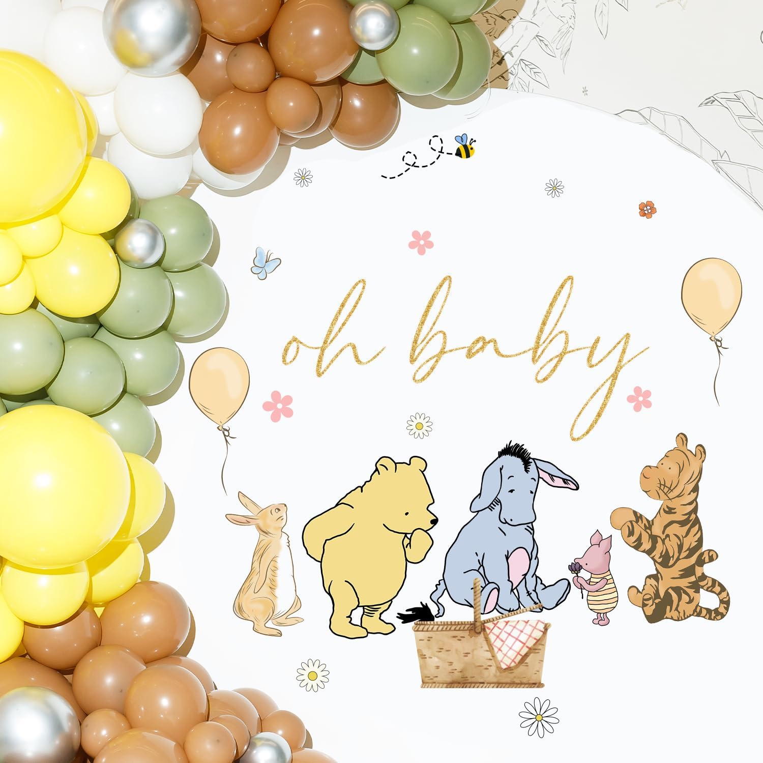 Winnie Baby Shower Decorations, Winnie Baby Shower Stickers,A Little Honey is On The Way, Gender Reveal Girl or Boy Babies Shower's Decal Sign, Babies Shower's Sign Decal