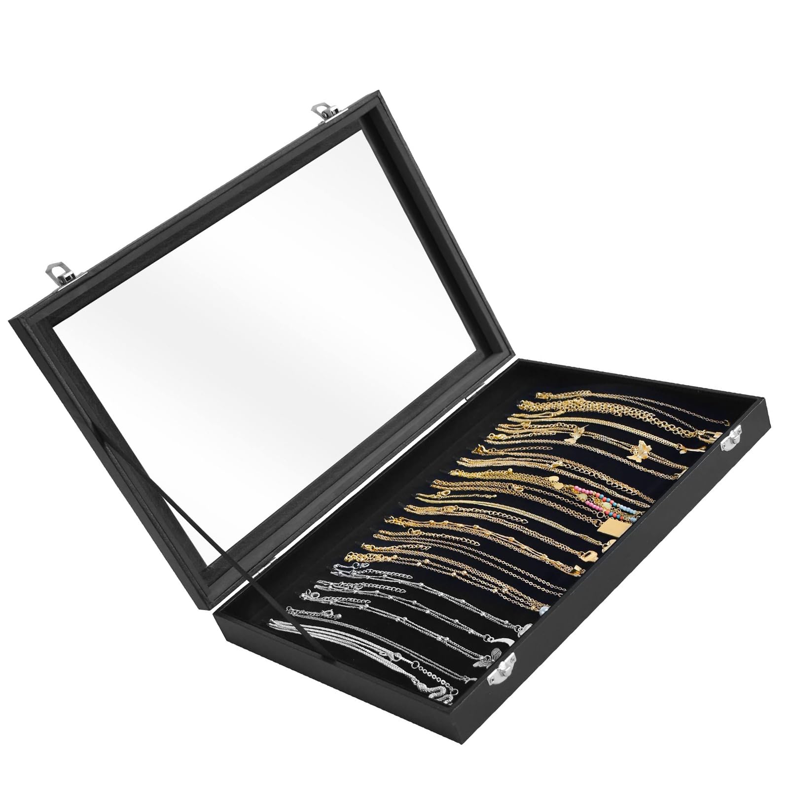 Jazuaiao Composite Jewelry Display Tray Easy to Carry for Vendors Multipurpose Velvets Cover Nonslip Feature Portable Display