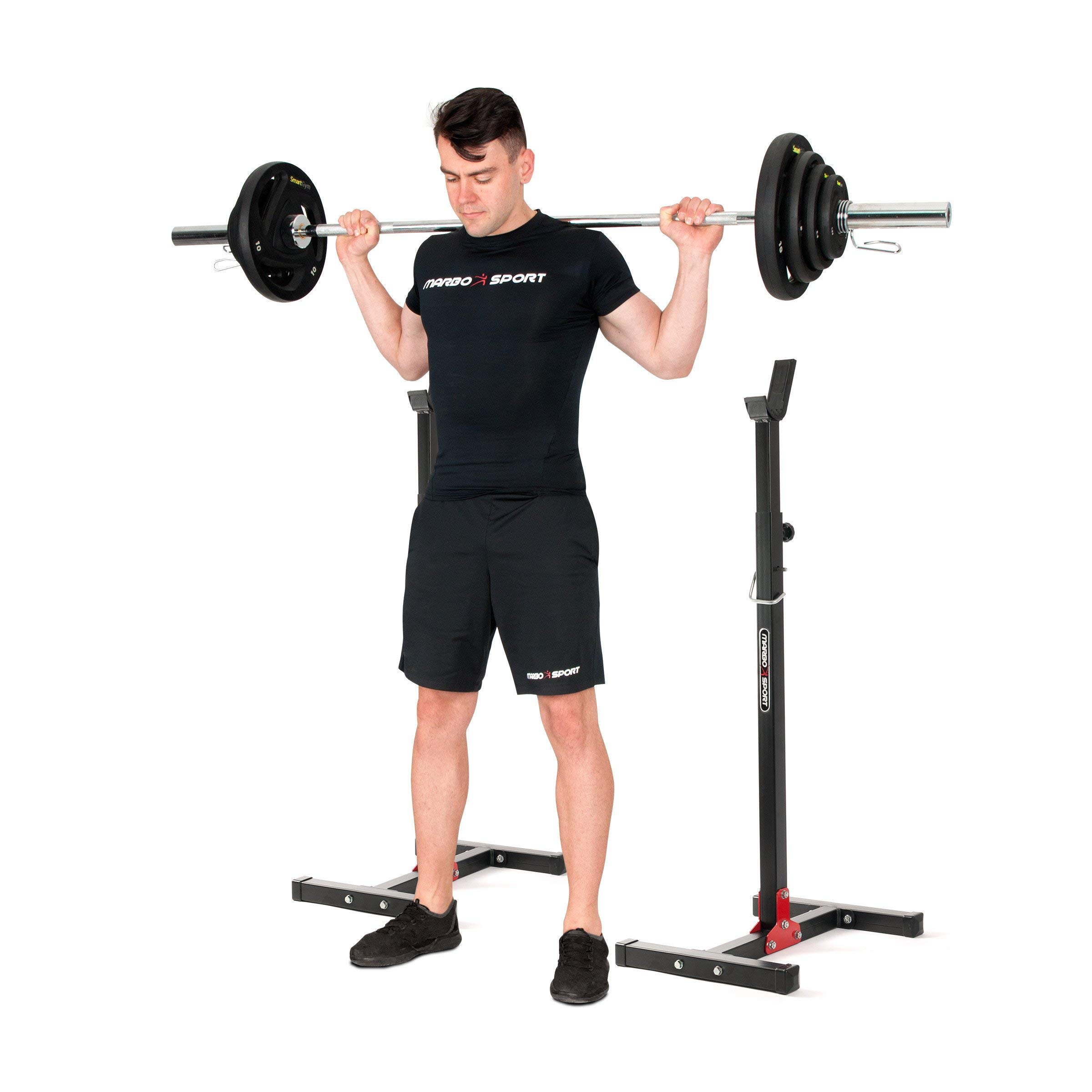 Marbo Sport-Set MH7 – verstellbare Hantelbank, 2-teiliger Langehantelständer, 1x SZ-Curlstange, 2X Kurzhantelstange, 1x Langhantelstange + Gewichtsscheiben/gummierte Gewichtsscheiben, 83/113 insg. kg