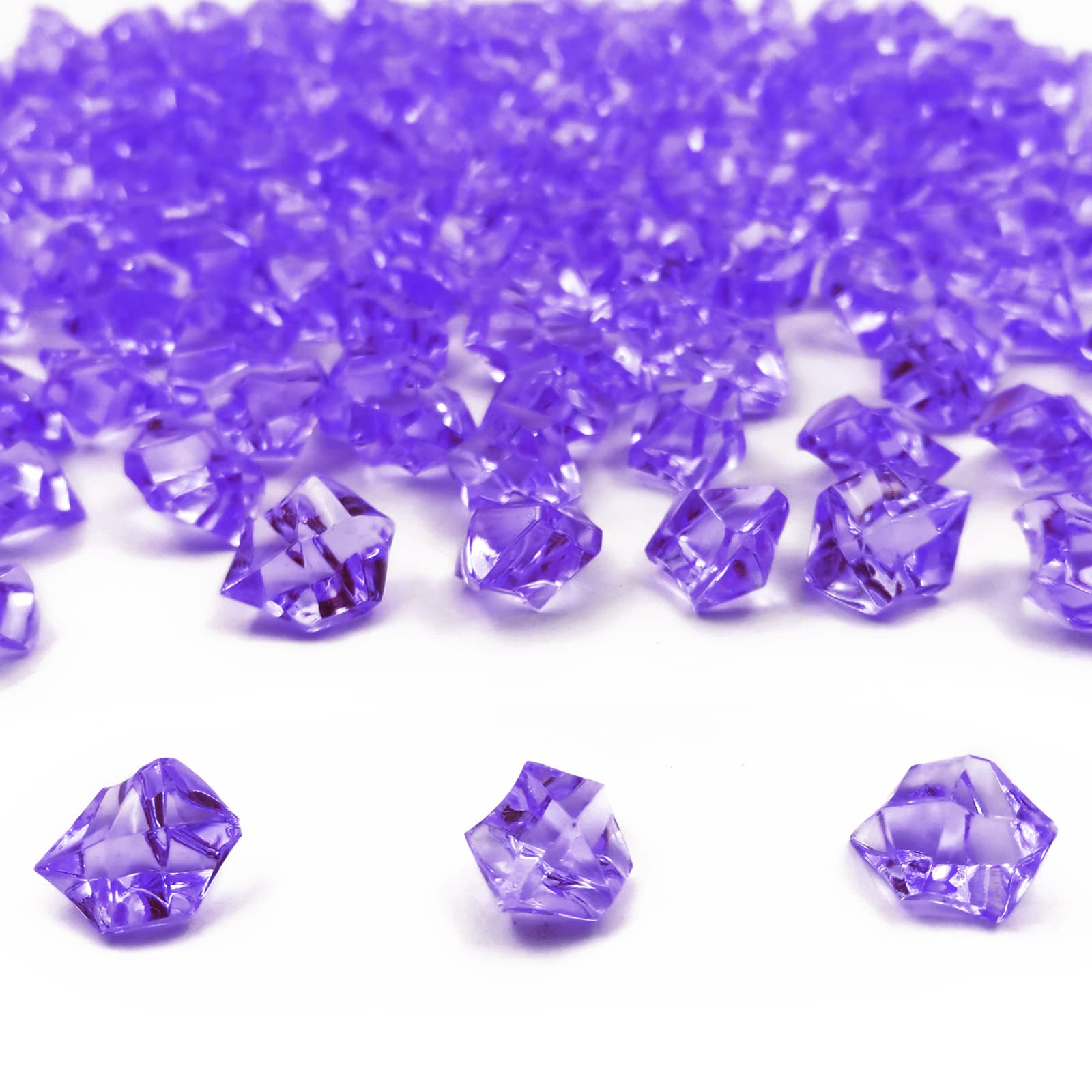 Reusable Fake Ice Cubes for Photography Props, Wedding Decorations, Vase Filler Accessories (Irregular) - 16x22mm - Purple