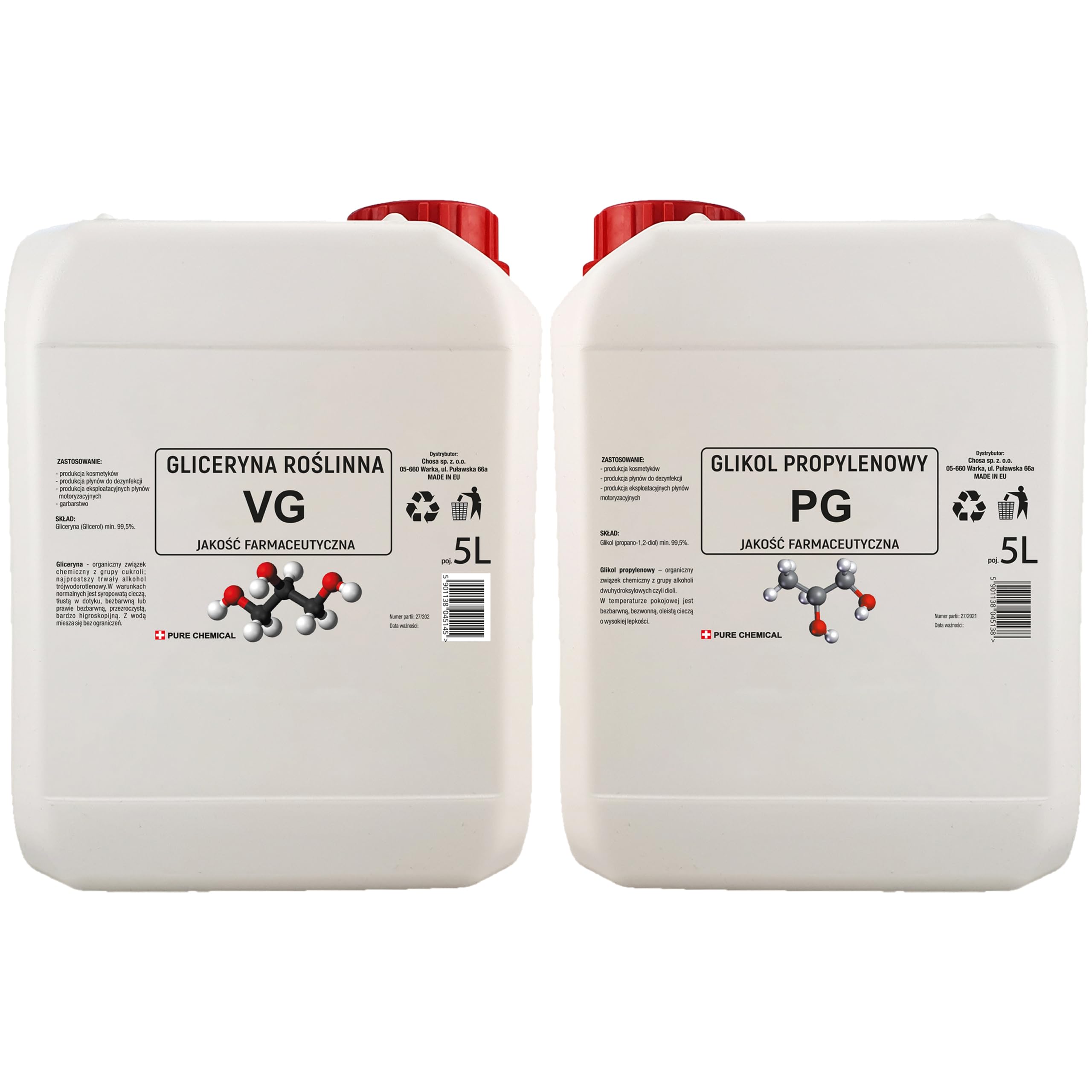 CHOSA Pflanzliches Glycerin + Propylenglykol Flüssig 2 x 5l Set