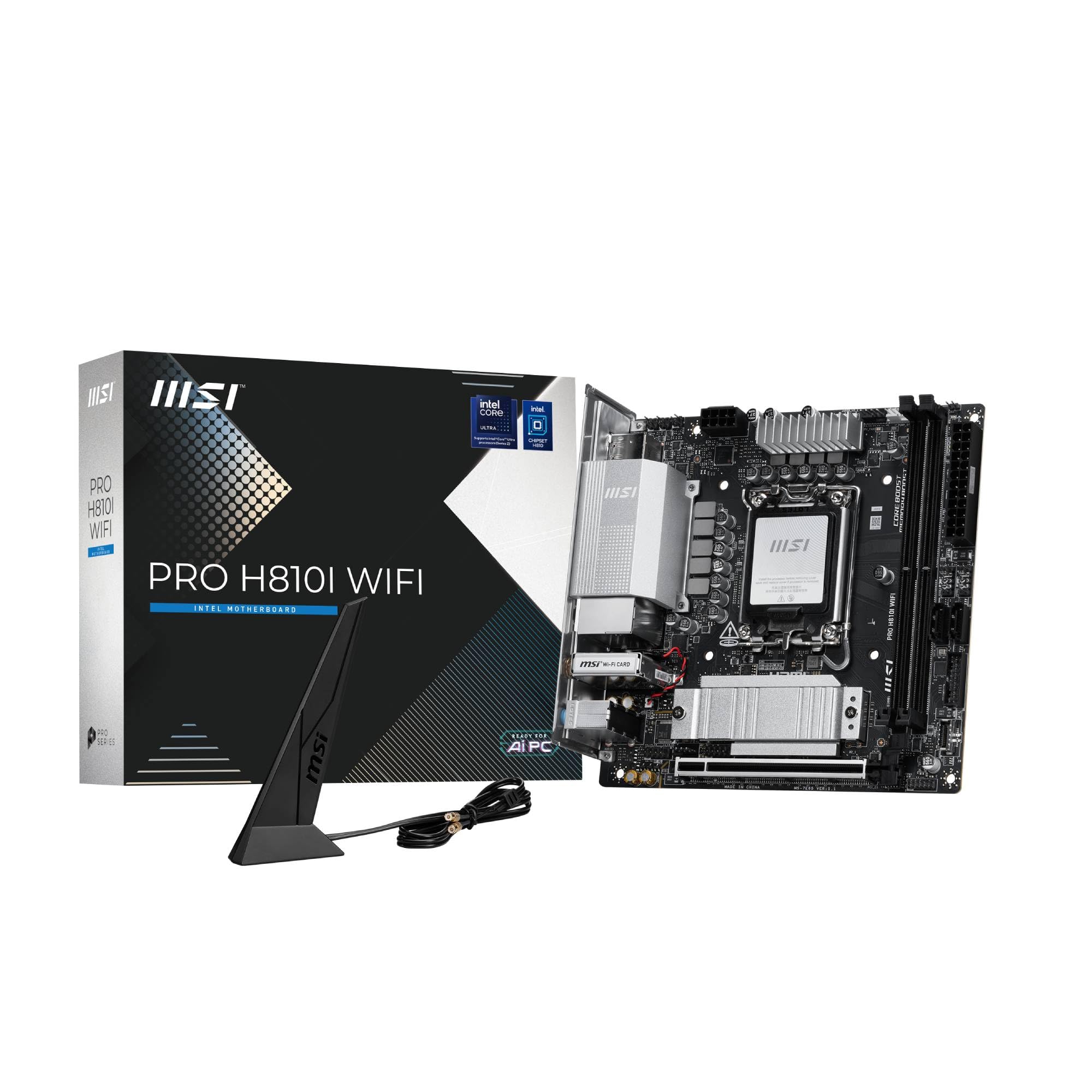 MSI PRO H810I WiFi Motherboard, ITX - Supports Intel Core Ultra Processors (Series 2), LGA 1851 - DDR5 Memory Boost (6400 MT/s MAX), PCIe 5.0 x16, M.2 Gen4, 2.5G LAN-image-16