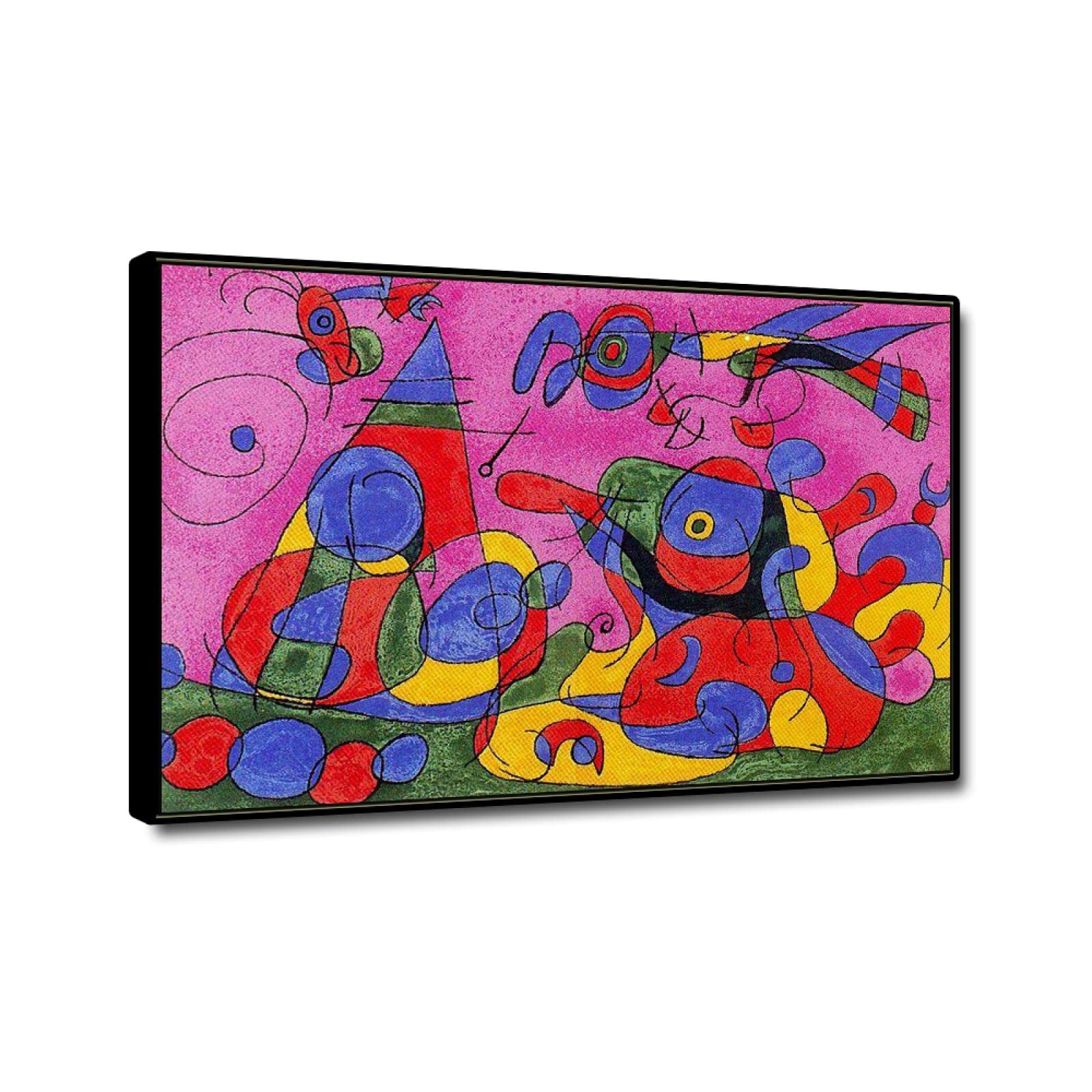 JZSDGB Czarna ramka, druk na płótnie, sztuka ścienna, słynny obraz, reprodukcja-'Ubu roi 3by Joan Miro, plakaty i wydruki - abstrakcyjne płótno, sztuka ścienna, Joan Miro, obrazy do dekoracji domu, 20 x 30 cm