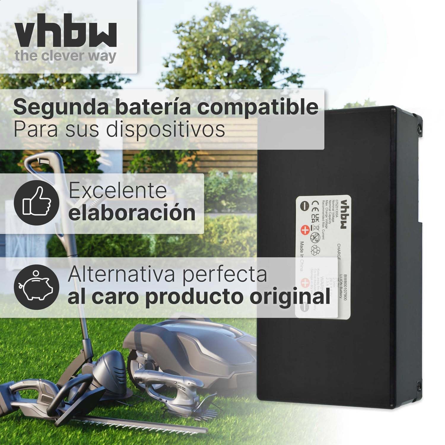 vhbw Batería Recargable reemplaza Zucchetti 075Z01300A | para robot cortacésped (2300 mAh, 25,2 V, Li-Ion)