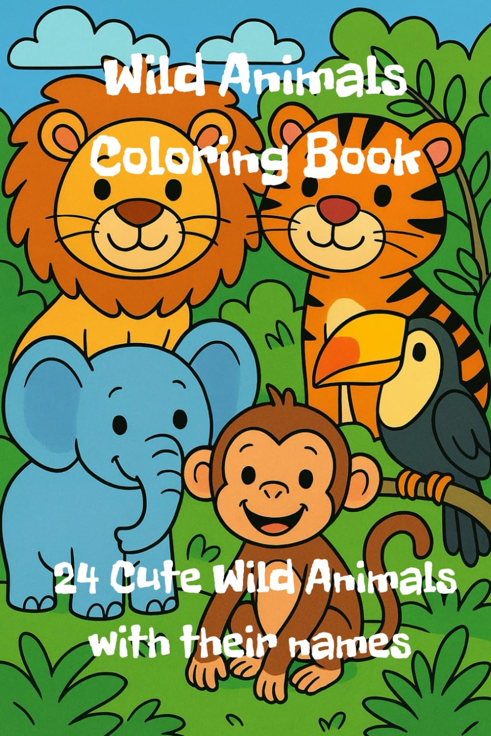 Wild Animals Coloring Book: Cute, wild animals to color. Great for any age. For boys and girls
