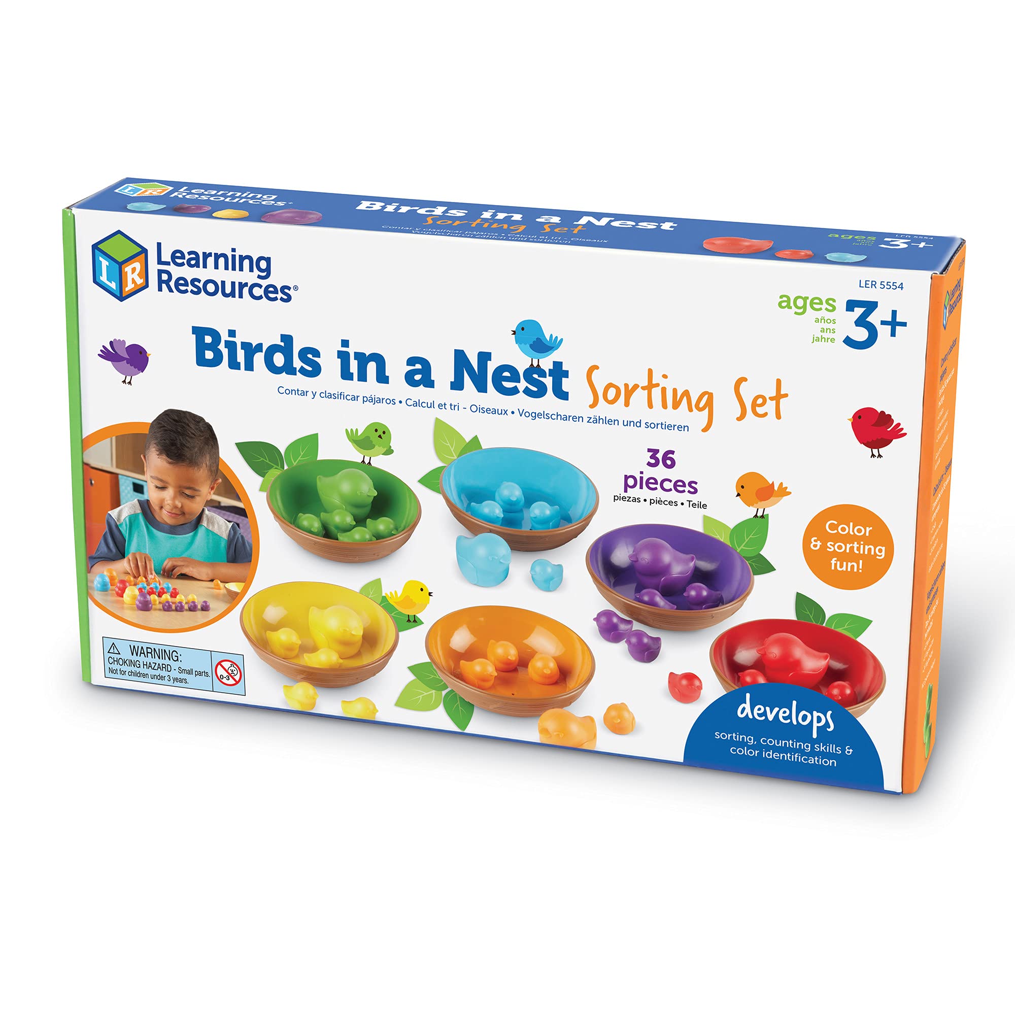 Learning Resources Birds in a Nest Sorting Set, 36 Pieces, Fine Motor