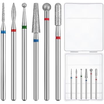 Cuticle Drill Bit,Nail Drill Bits Flame Cuticle Clean Drill Bit for 3/32Electric Nail File Machine Cuticle Bit Nail Prep Tool Red Bule Green, Mix