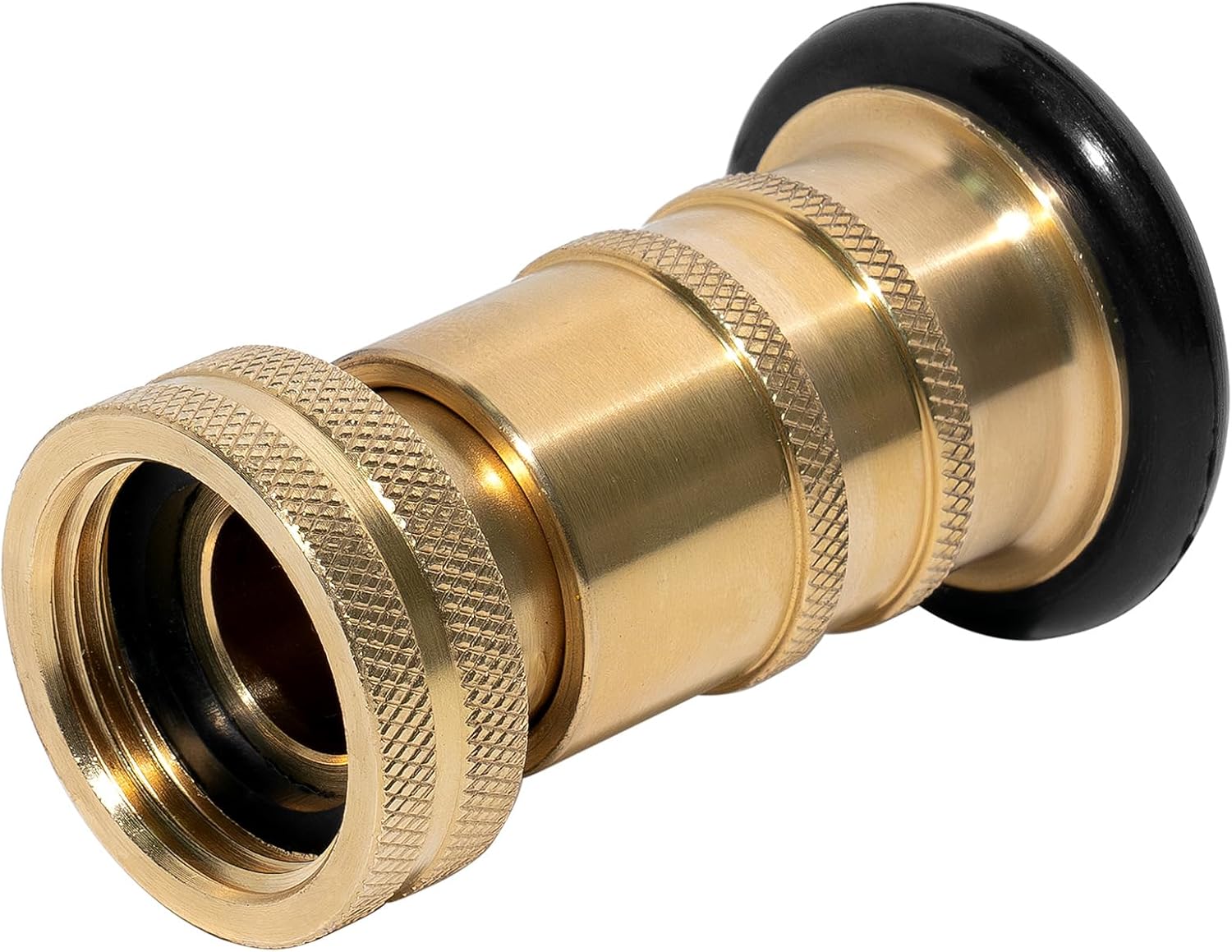 Brass Fire Hose Nozzle, 1-Inch NPSH/NPT Thread, 100 PSI, Fog & Straight Stream Modes, Adjustable Fire Hose Nozzles for Firefighting and Gardening