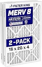 Filter King 16x20x4 Air Filter (MERV 8) (2-Pack) Dust & Allergy Control AC Furnace Filters, MADE IN USA, HVAC, Pleated, Electrostatic (Actual Size: 15.5 x 19.5 x 3.75)
