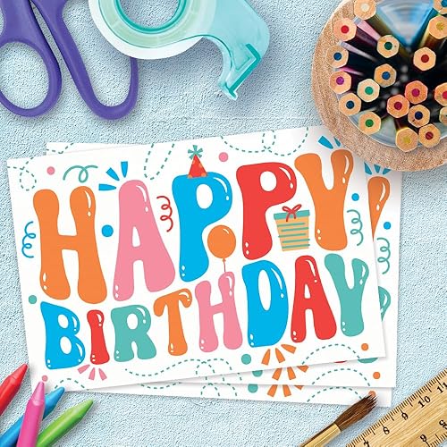 Miniatura 6 de m&h invites Tarjetas postales de feliz cumpleaños, 50 lindas y coloridas postales de cumpleaños, para estudiantes, profesores, amigos, niños,