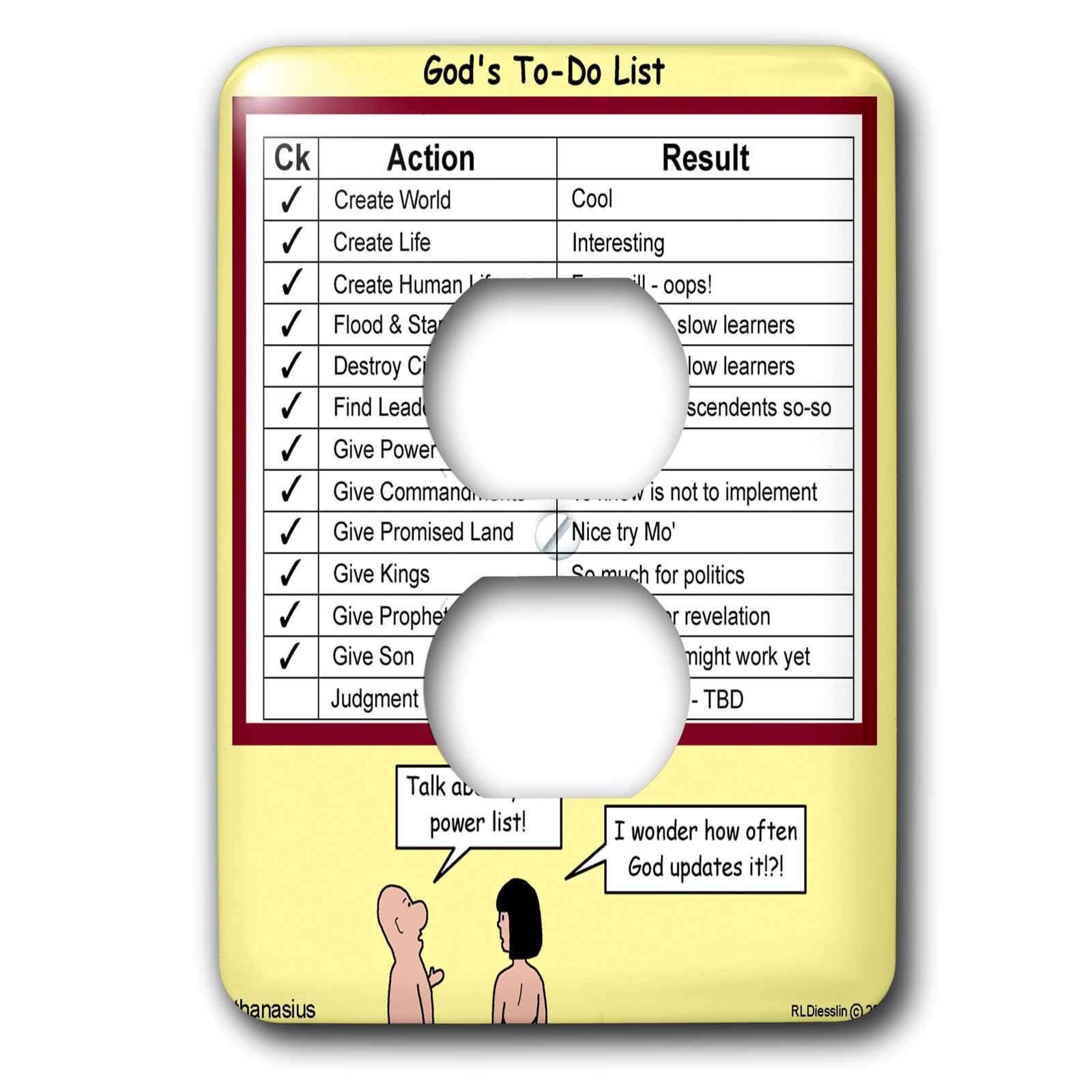 Athanasius Gods To-Do List motif imprimé original pour cadre 2 prises 3dRose