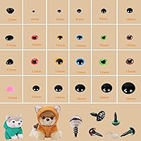 Vista 2 de Safety Eyes - 796 ojos y nariz de seguridad de plástico, ojos de muñeca negros de 0.23 a 0.78 pulgadas con arandelas, nariz de oso de varios