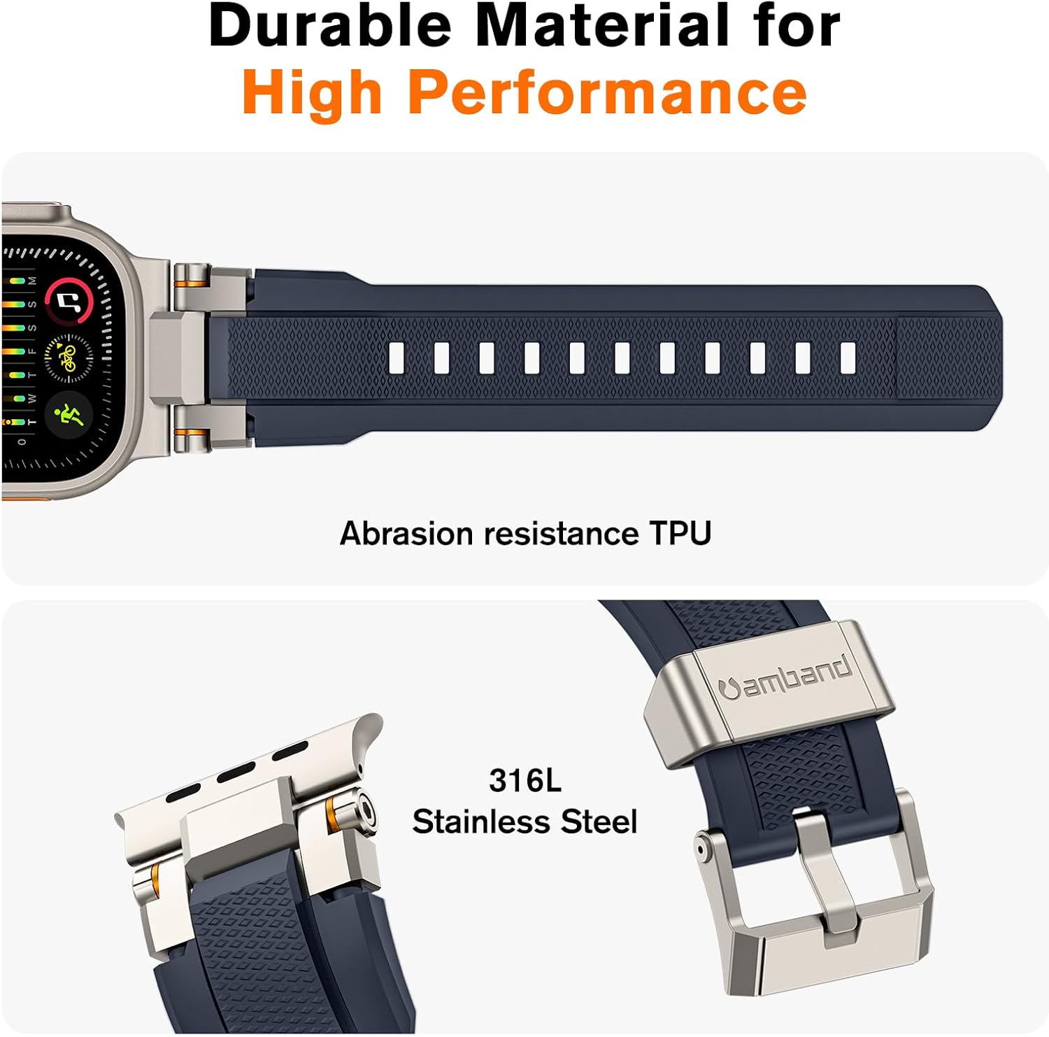 amBand M1 Sport Case Band for Apple Watch Ultra 3/2/1 & SE 3/2/1 & Series 11 10 9 8 7 6 5 4 3 49mm 46mm 45mm 44mm 42mm 41mm 40mm 38mm, Shockproof & Scratch Resistant Rugged Bumper for Men - Image 3