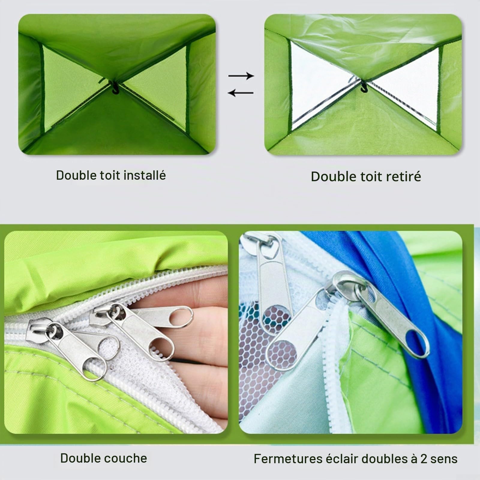 Tente de camping ultralégère en tissu Oxford imperméable pour 1/2 personnes, installation instantanée pour randonnée, randonnée