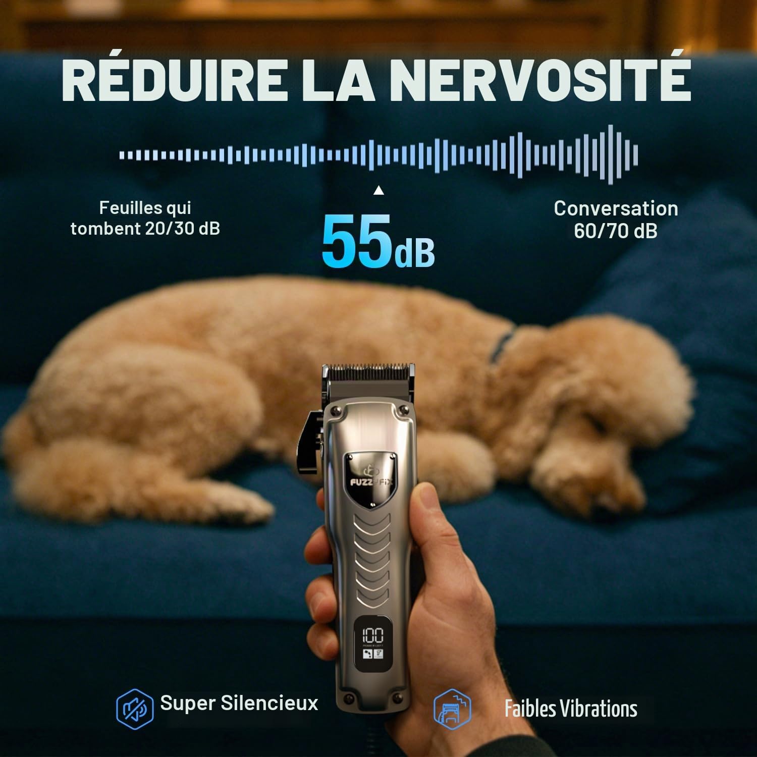 Tondeuse pour chiens avec peignes métalliques amovibles et lame de rechange amovible, tondeuse pour chiens, rasoir pour chiens, tondeuse professionnelle pour poils épais