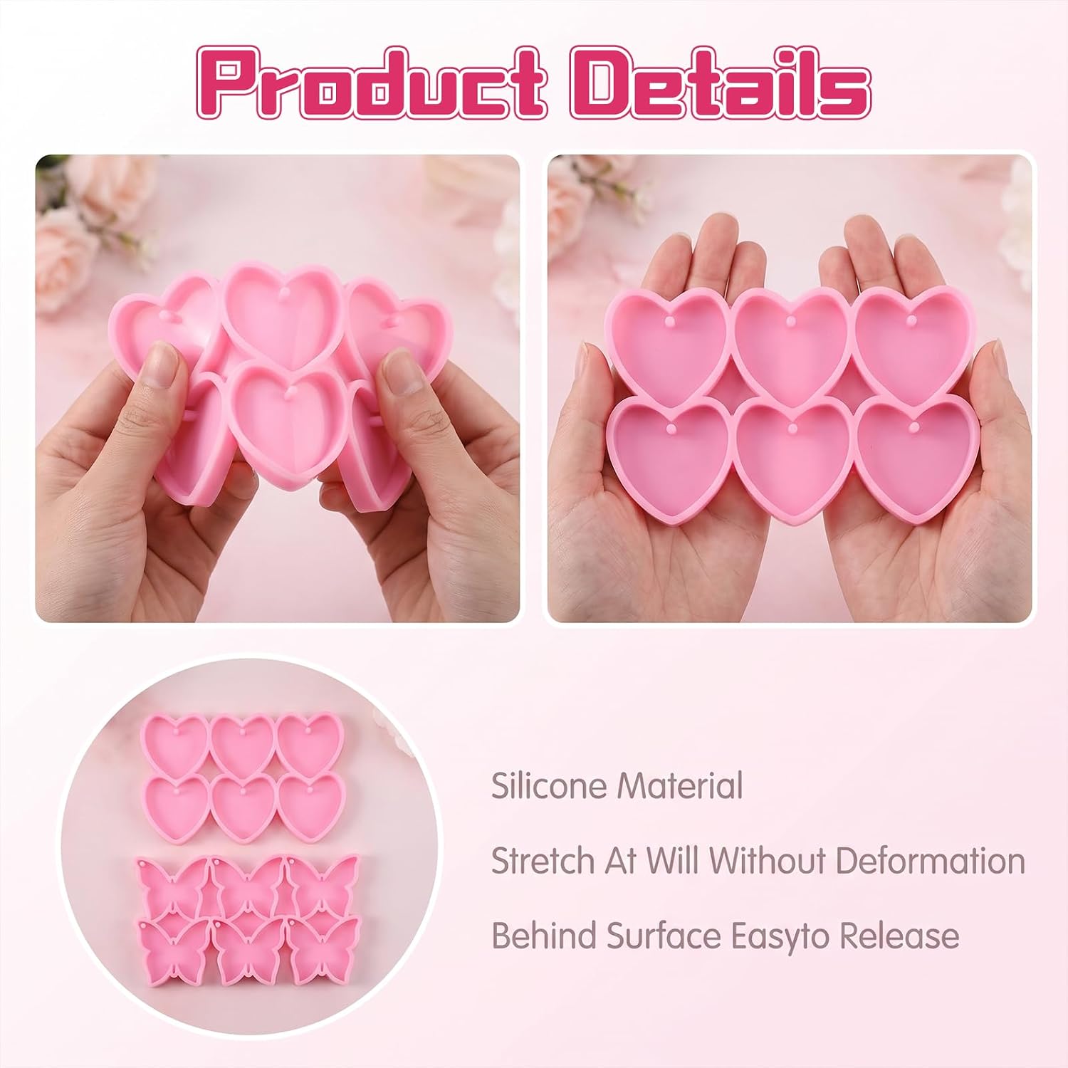 2Pcs Butterfly Resin Mold with Hanging Hole,Silicone Mold for Epoxy Casting