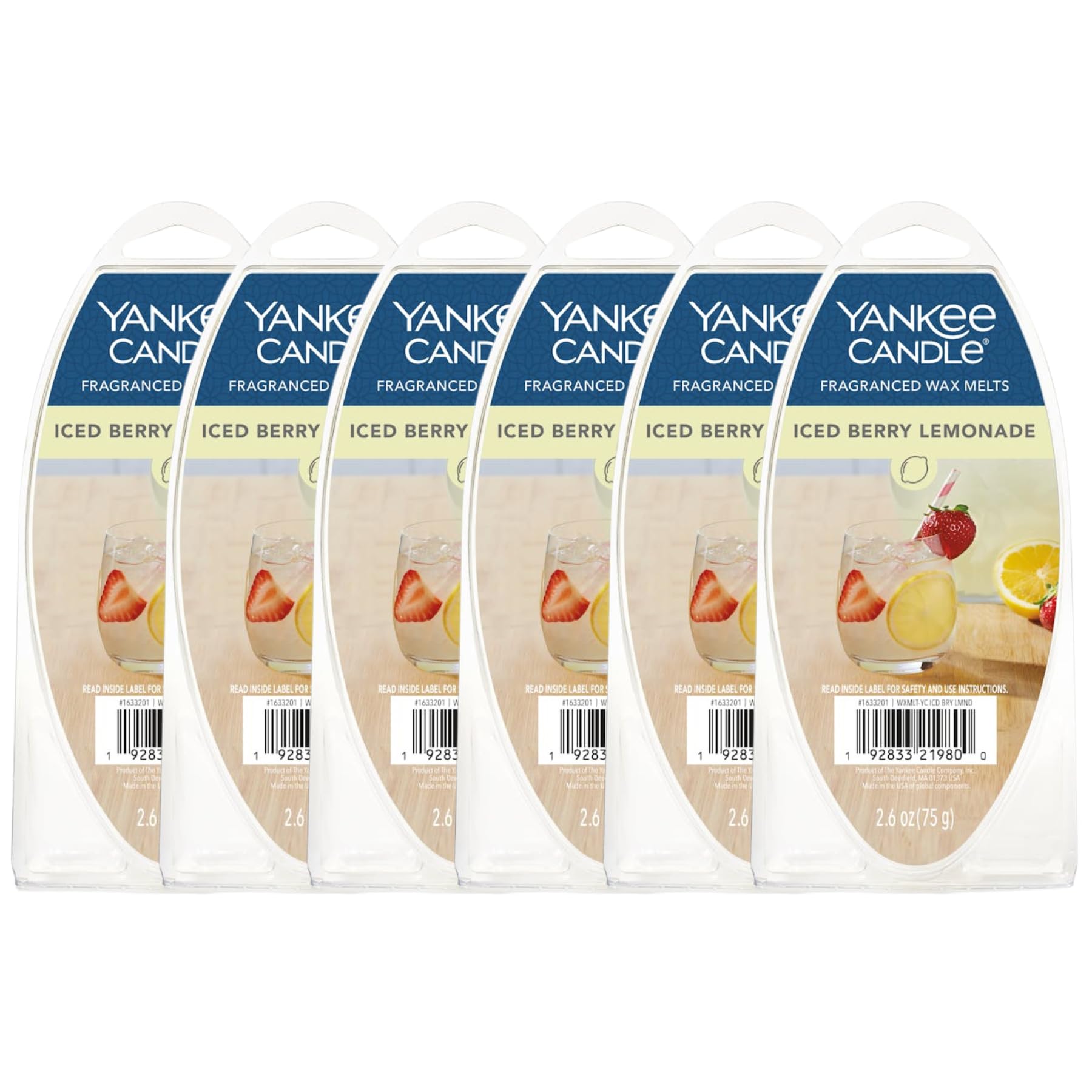 Yankee Candle Iced Berry Lemonade Wax Melts, Erfrischende Zitrus- und Rote Beeren-Duftwürfel, langanhaltender, flammenloser Raumduft für Wärmer, 1 Stück (6 Stück)