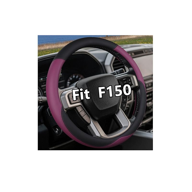 Capa para Volante em Couro Nappa OHHMNKK para Ford F150 F250 F350, 39,4–40,6 cm, Roxo Purple-1